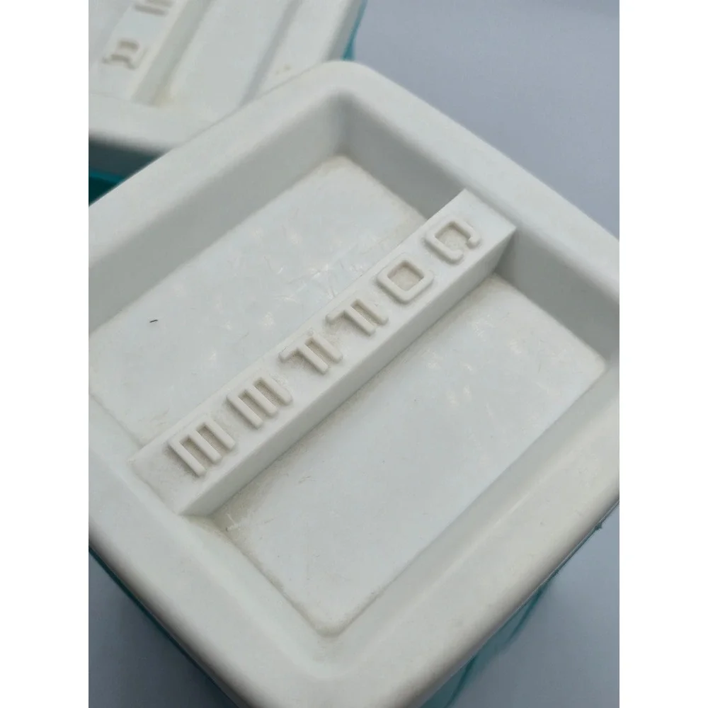 Vintage 70s Canister Set of 2 Teal Retro Tea Coffee Plastic Kitchen Storage MCM